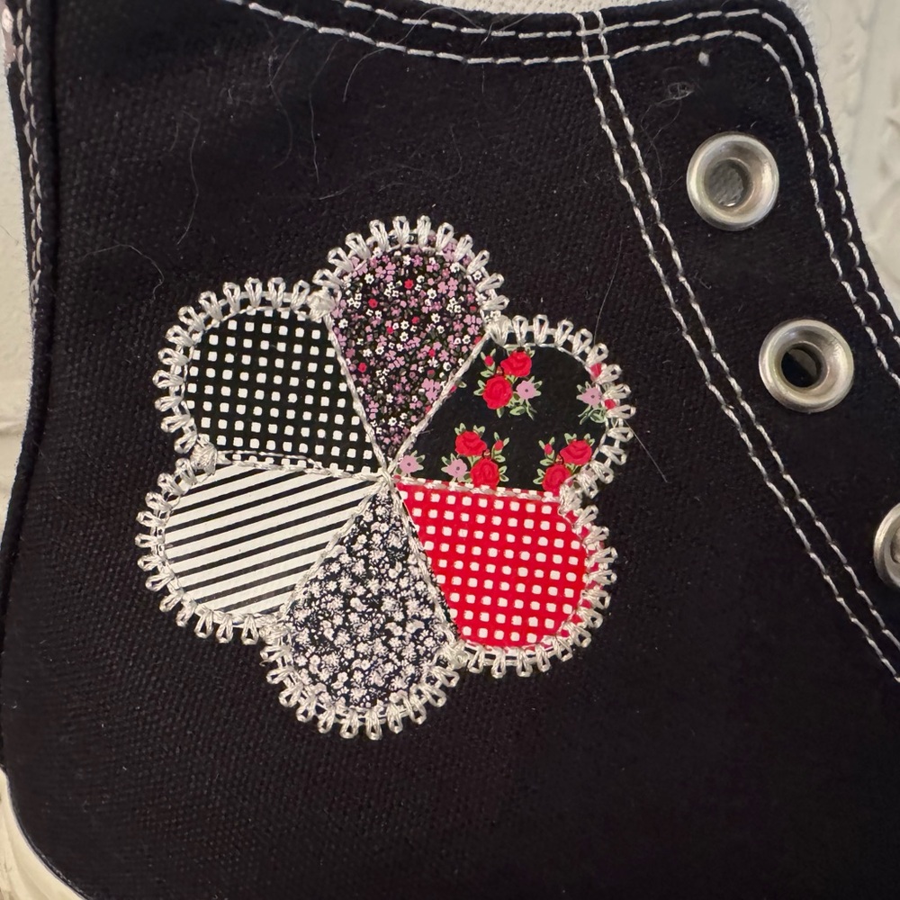 Converse Black High-Tops with Patchwork Design NWT - image 12